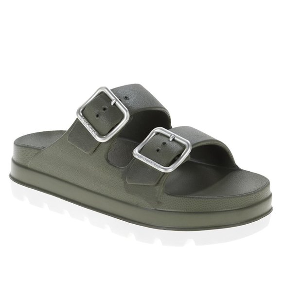 JSlides Simply Platform Slide Buckle Sandal J/SLIDES NYC Khaki (OLIVE) Size 6 - Picture 1 of 5